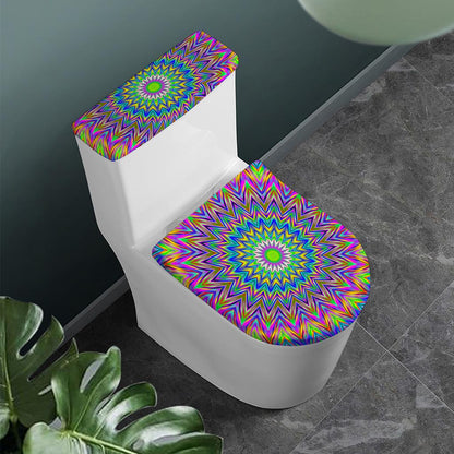 Colorful Psychedelic Optical Illusion Toilet Lid And Tank Cover Set