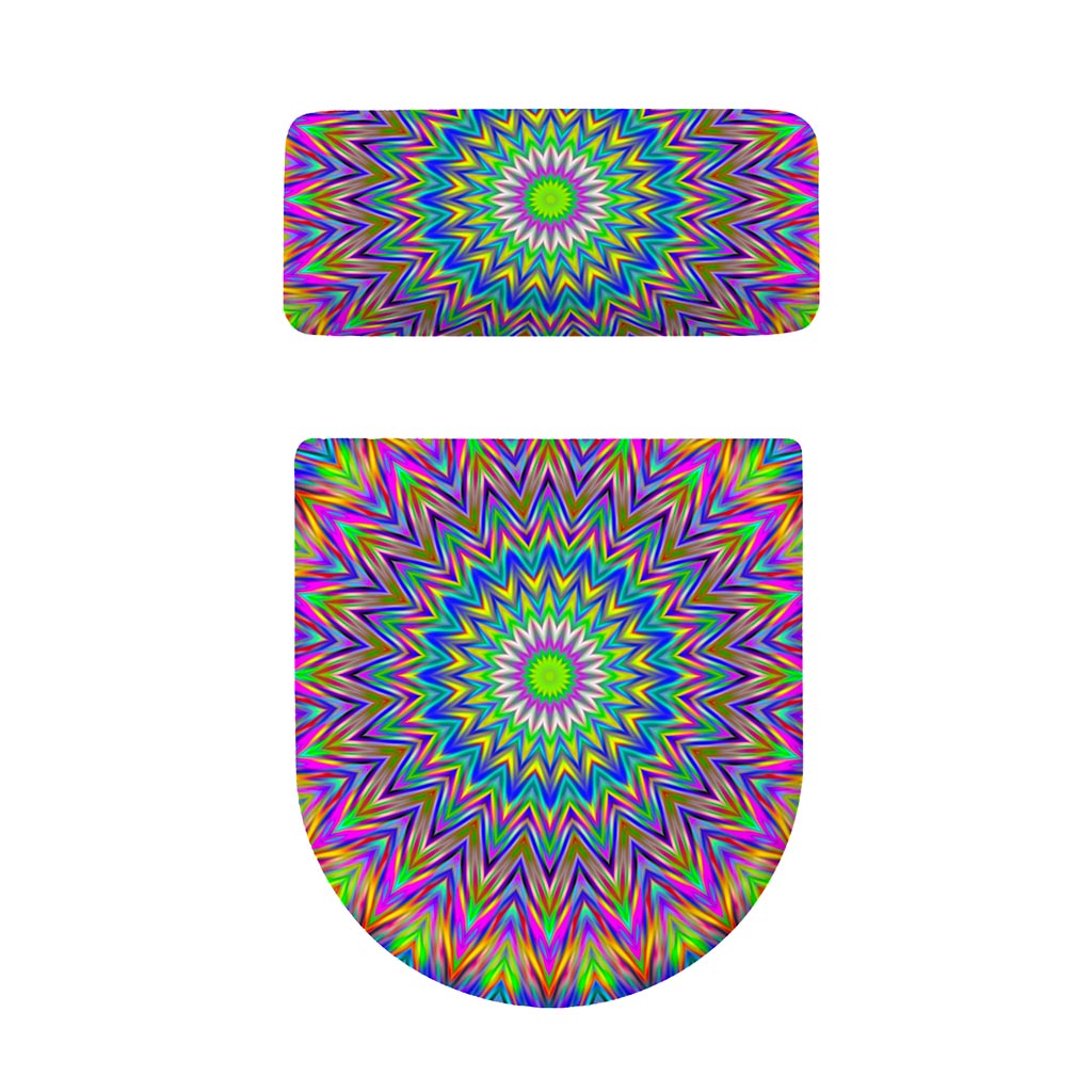 Colorful Psychedelic Optical Illusion Toilet Lid And Tank Cover Set