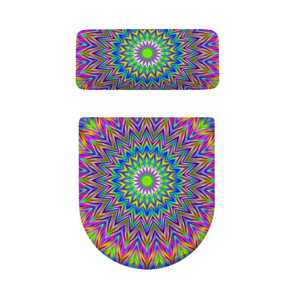Colorful Psychedelic Optical Illusion Toilet Lid And Tank Cover Set