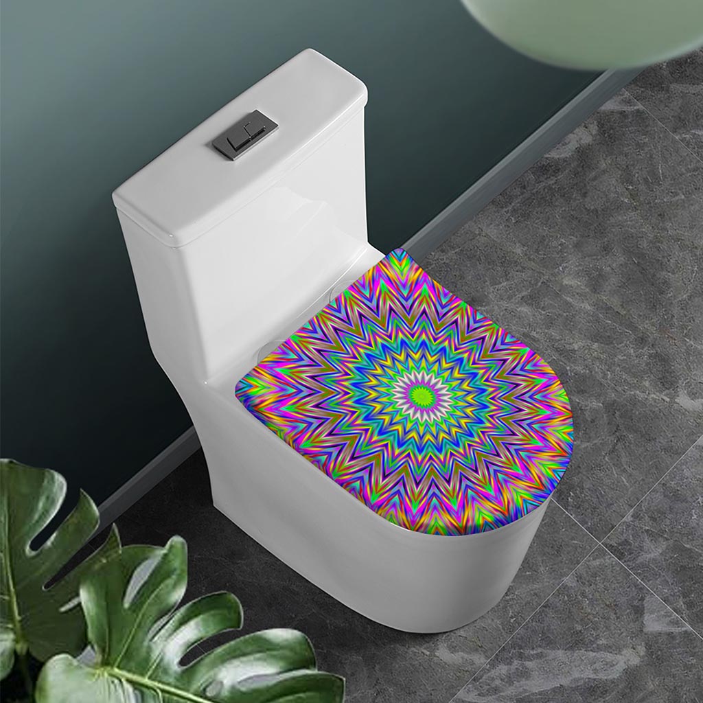 Colorful Psychedelic Optical Illusion Toilet Lid Cover