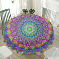 Colorful Psychedelic Optical Illusion Waterproof Round Tablecloth