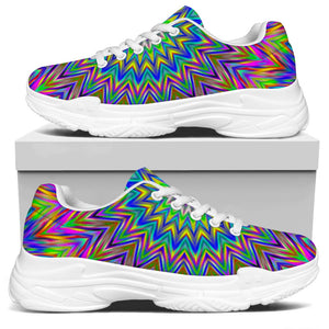 Colorful Psychedelic Optical Illusion White Chunky Shoes