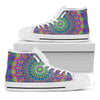 Colorful Psychedelic Optical Illusion White High Top Sneakers