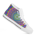 Colorful Psychedelic Optical Illusion White High Top Sneakers