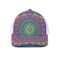 Colorful Psychedelic Optical Illusion White Mesh Trucker Hat