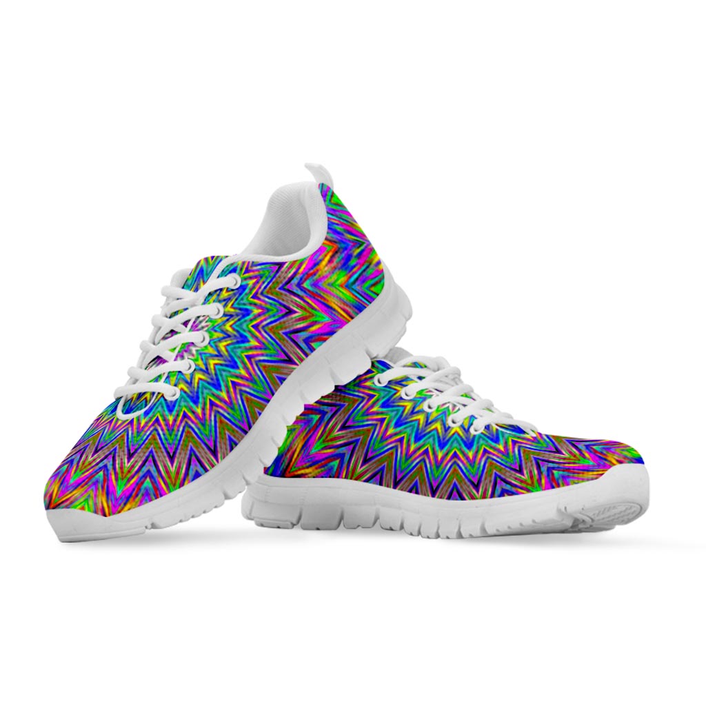 Colorful Psychedelic Optical Illusion White Running Shoes