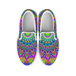 Colorful Psychedelic Optical Illusion White Slip On Sneakers