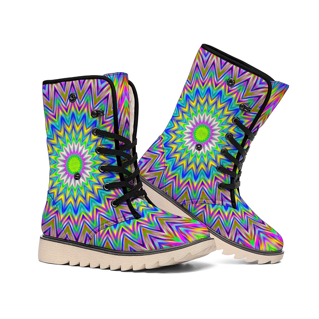 Colorful Psychedelic Optical Illusion Winter Boots