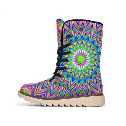 Colorful Psychedelic Optical Illusion Winter Boots