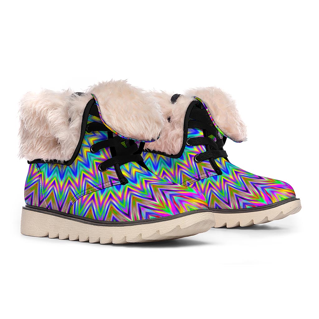 Colorful Psychedelic Optical Illusion Winter Boots