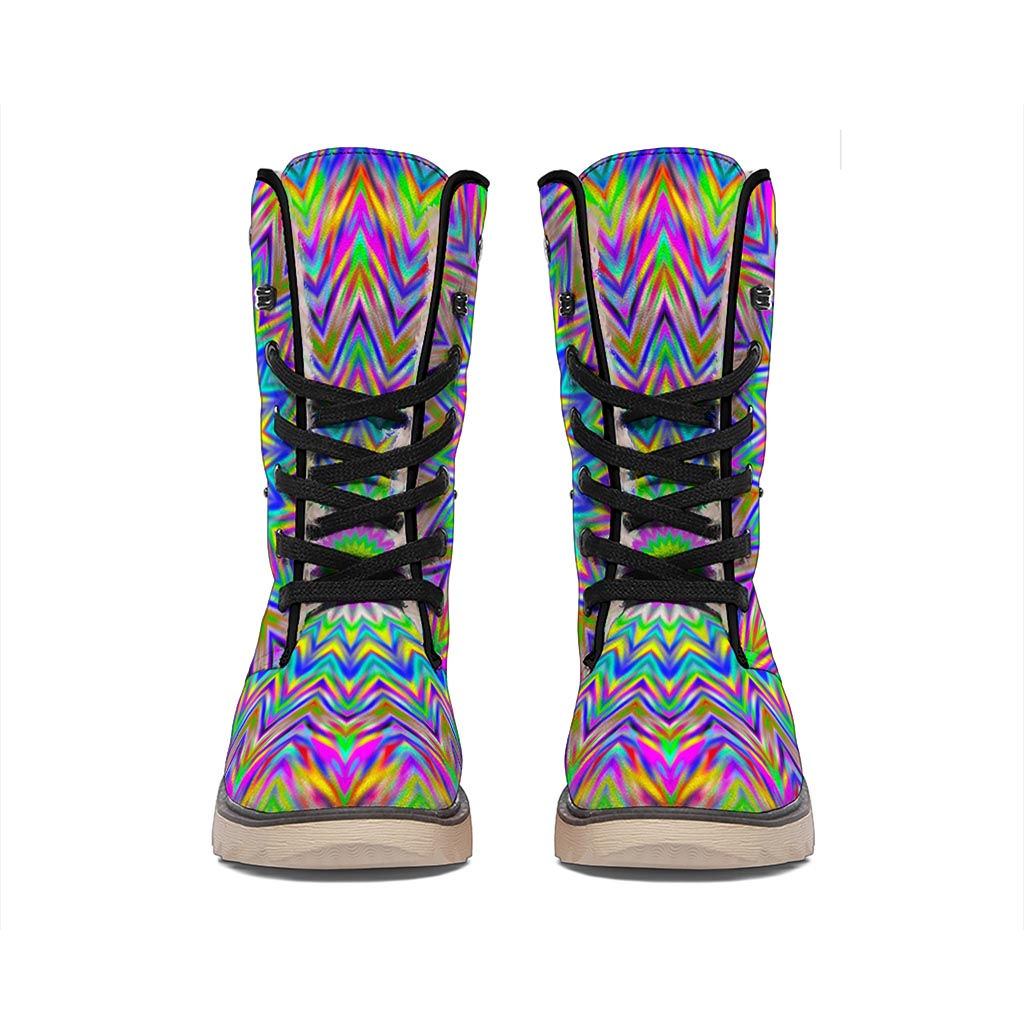 Colorful Psychedelic Optical Illusion Winter Boots