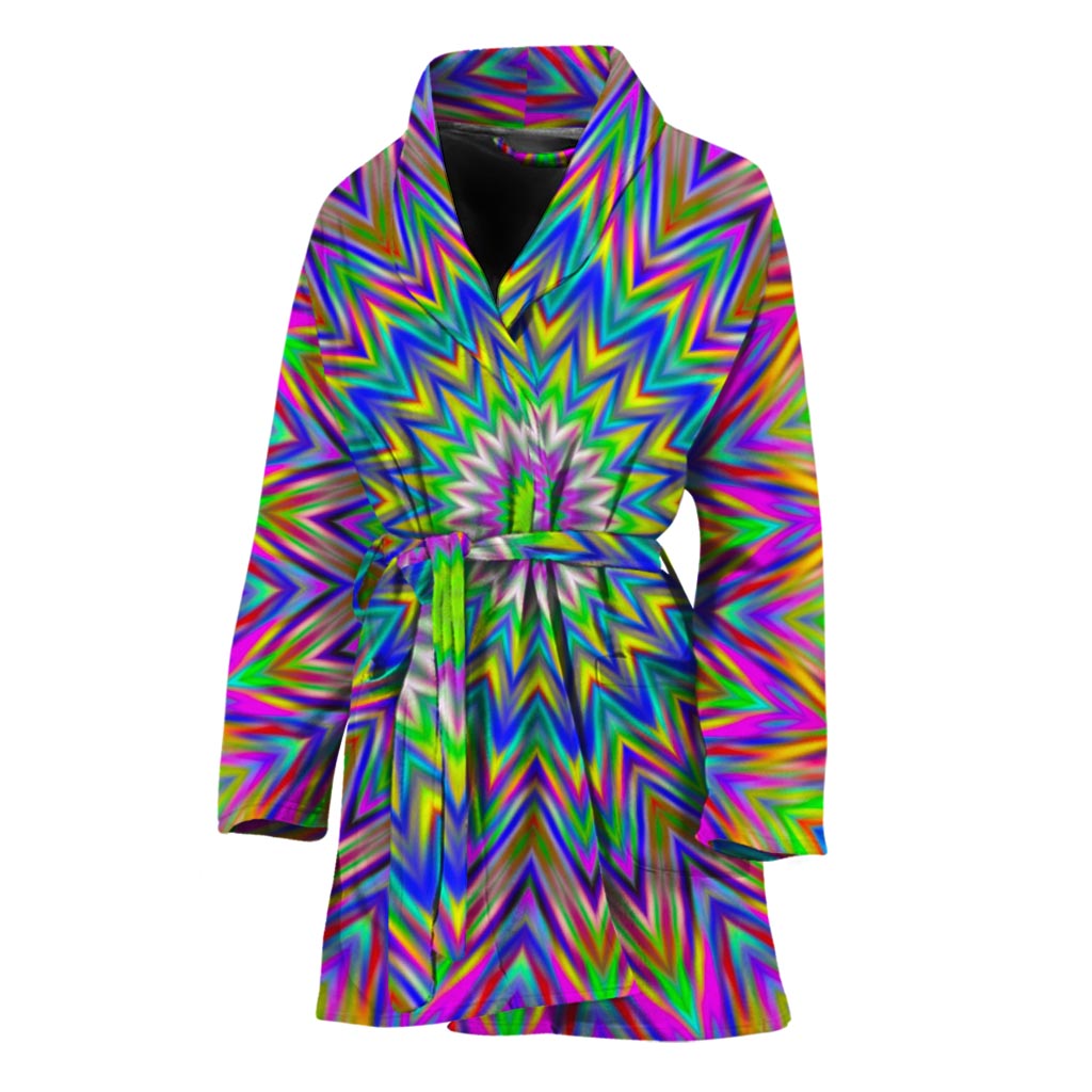 Colorful Psychedelic Optical Illusion Women's Bathrobe