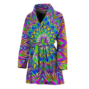 Colorful Psychedelic Optical Illusion Women's Bathrobe