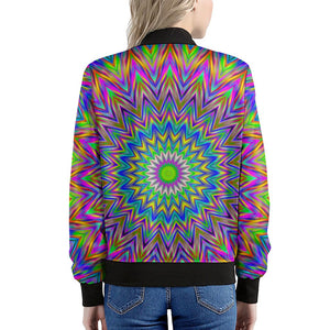 Colorful Psychedelic Optical Illusion Women's Bomber Jacket