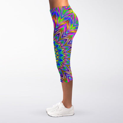 Colorful Psychedelic Optical Illusion Women's Capri Leggings