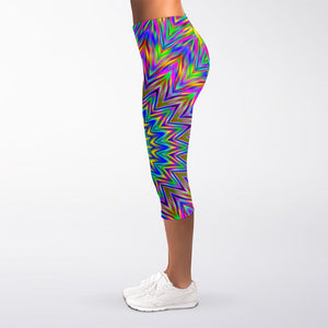 Colorful Psychedelic Optical Illusion Women's Capri Leggings