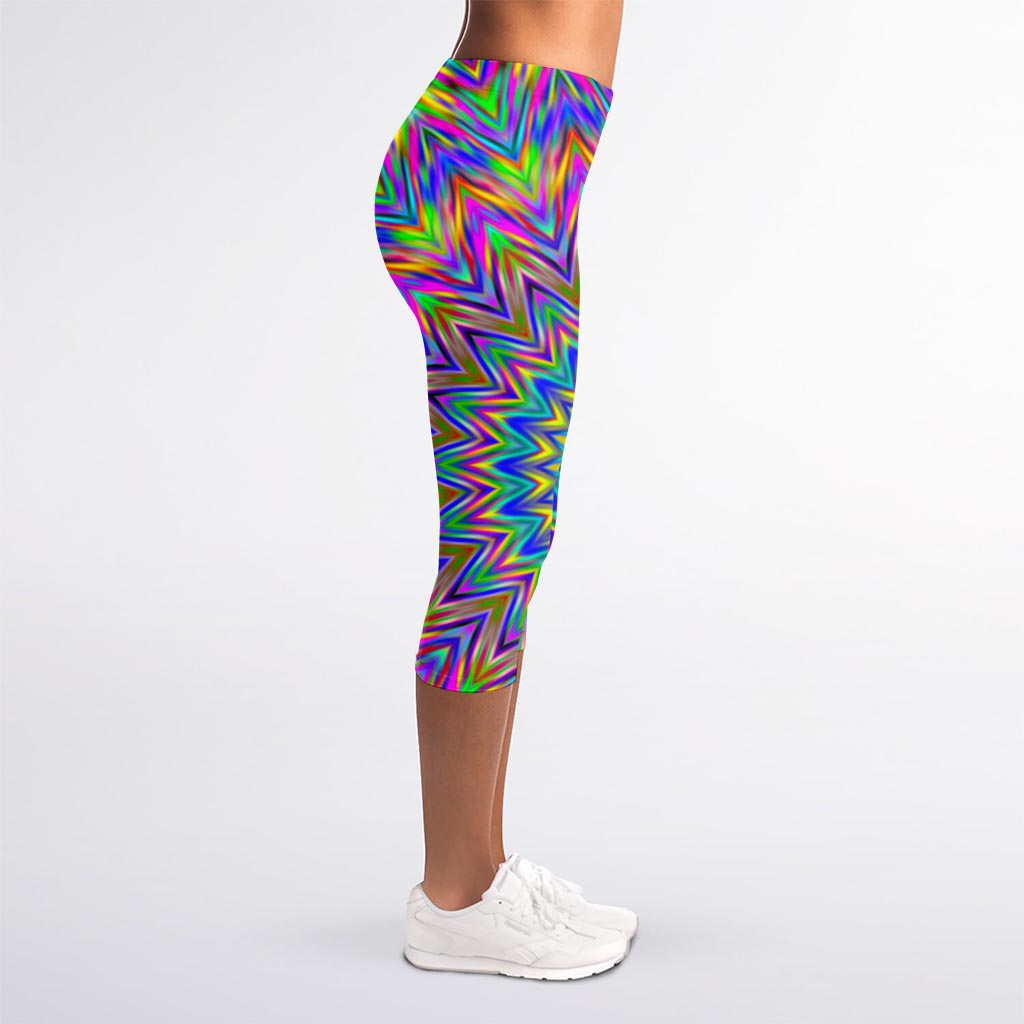 Colorful Psychedelic Optical Illusion Women's Capri Leggings