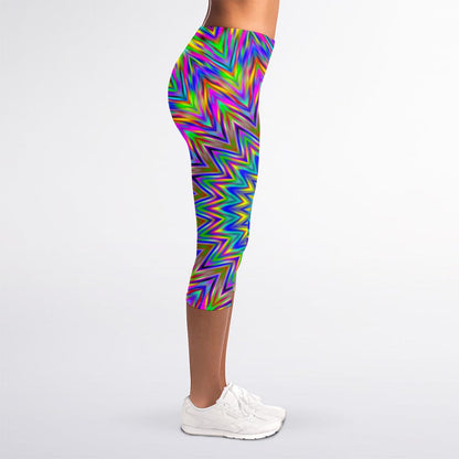 Colorful Psychedelic Optical Illusion Women's Capri Leggings