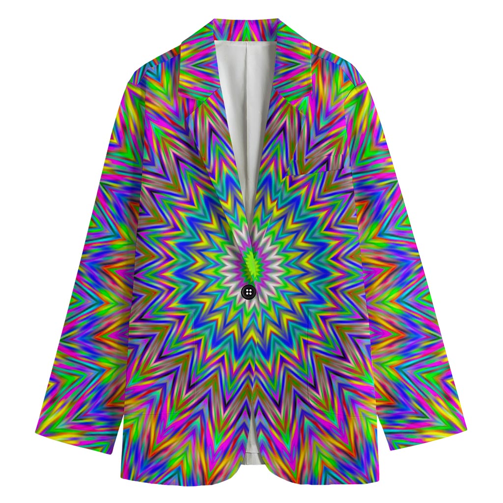 Colorful Psychedelic Optical Illusion Women's Cotton Blazer