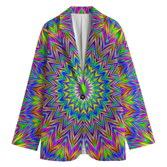 Colorful Psychedelic Optical Illusion Women's Cotton Blazer
