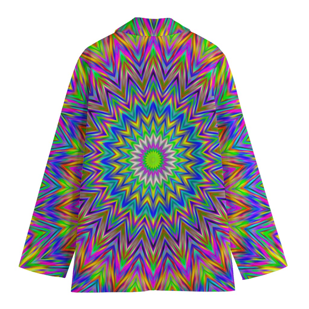 Colorful Psychedelic Optical Illusion Women's Cotton Blazer
