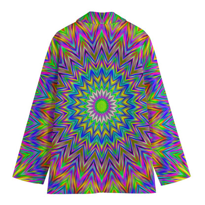 Colorful Psychedelic Optical Illusion Women's Cotton Blazer