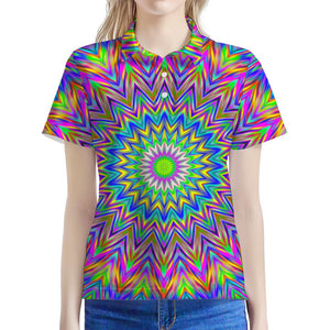 Colorful Psychedelic Optical Illusion Women's Polo Shirt