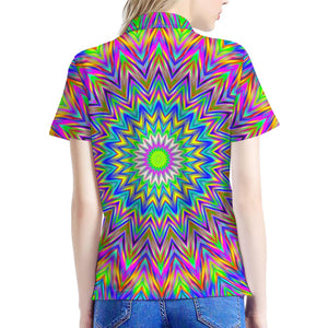 Colorful Psychedelic Optical Illusion Women's Polo Shirt