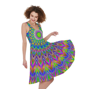Colorful Psychedelic Optical Illusion Women's Sleeveless Dress