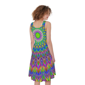 Colorful Psychedelic Optical Illusion Women's Sleeveless Dress