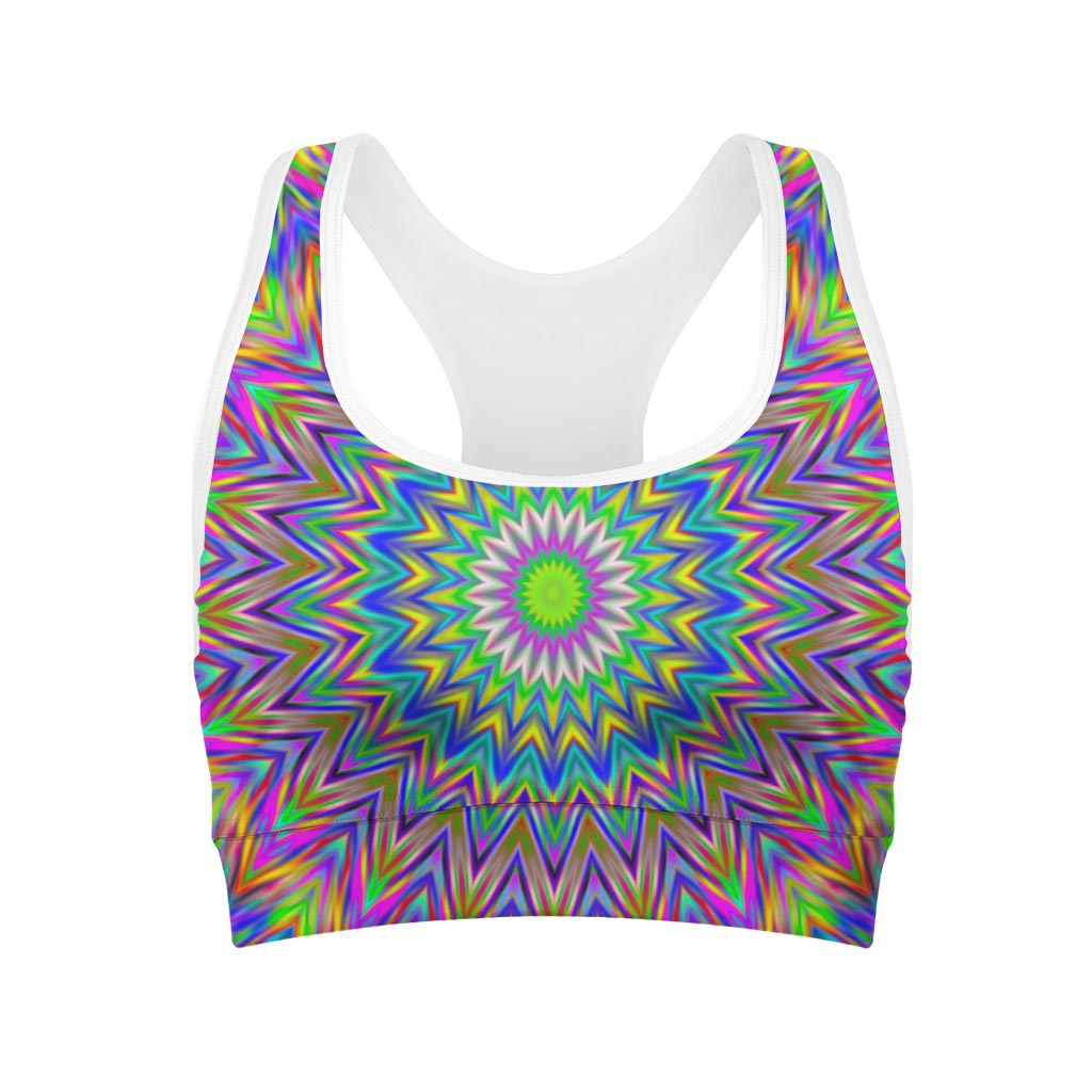 Colorful Psychedelic Optical Illusion Women's Sports Bra