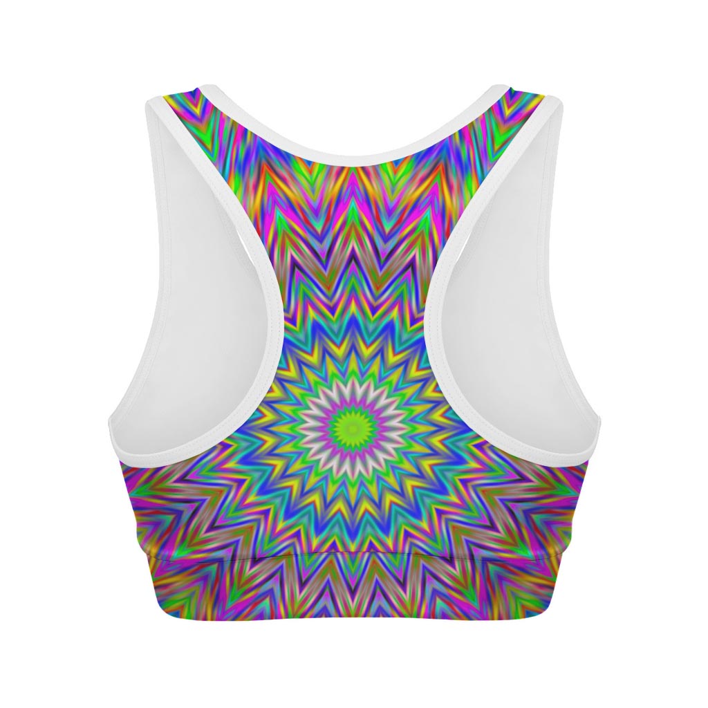 Colorful Psychedelic Optical Illusion Women's Sports Bra