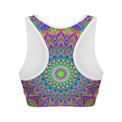Colorful Psychedelic Optical Illusion Women's Sports Bra