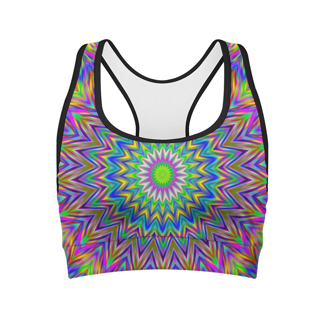 Colorful Psychedelic Optical Illusion Women's Sports Bra