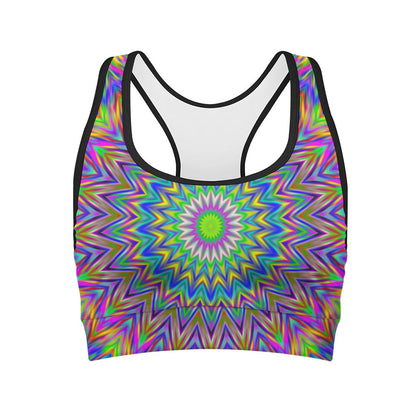Colorful Psychedelic Optical Illusion Women's Sports Bra