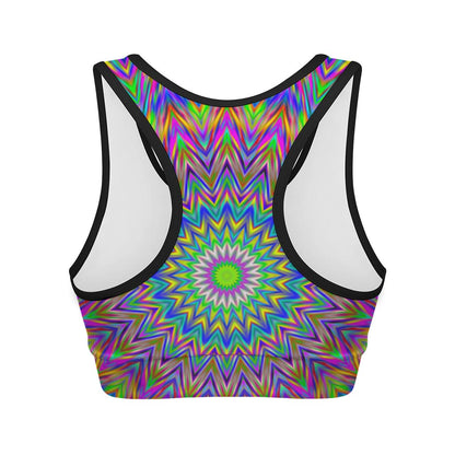 Colorful Psychedelic Optical Illusion Women's Sports Bra
