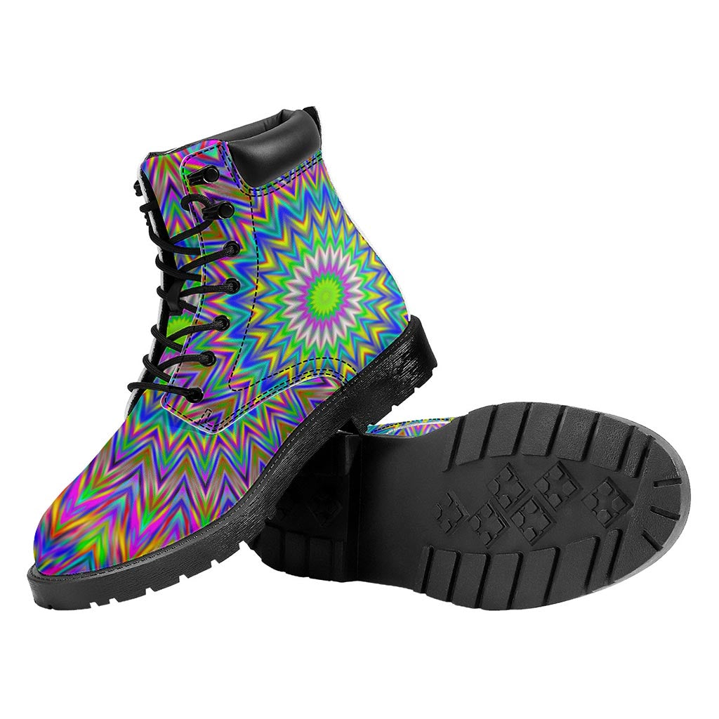 Colorful Psychedelic Optical Illusion Work Boots