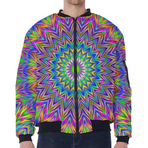 Colorful Psychedelic Optical Illusion Zip Sleeve Bomber Jacket