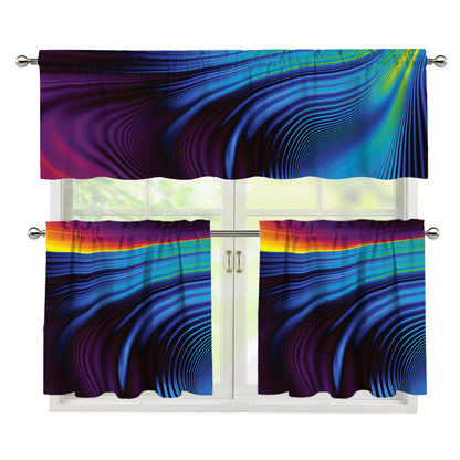 Colorful Psychedelic Print 3 Piece Kitchen Curtains