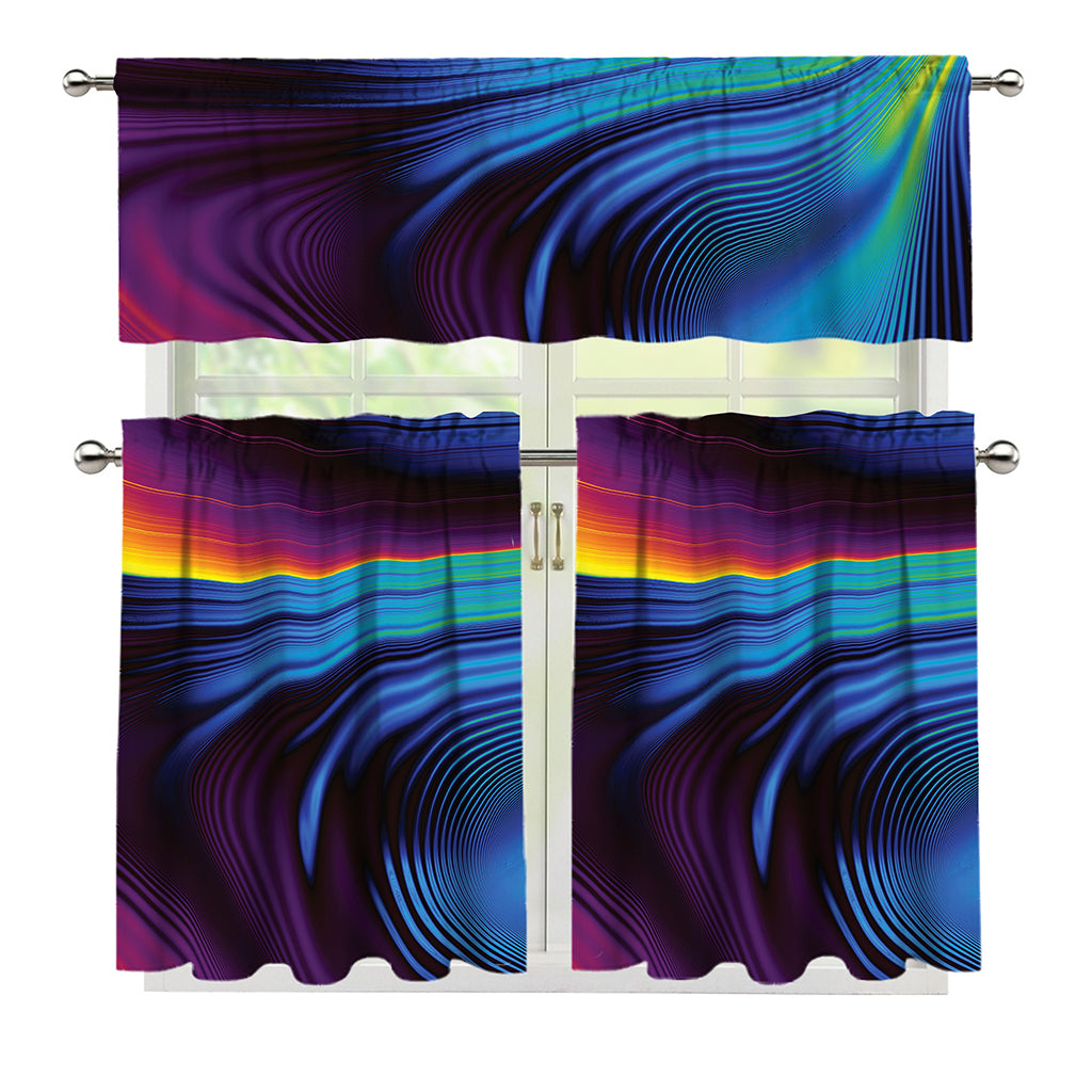 Colorful Psychedelic Print 3 Piece Kitchen Curtains