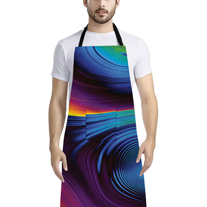 Colorful Psychedelic Print Bib Apron With Pocket