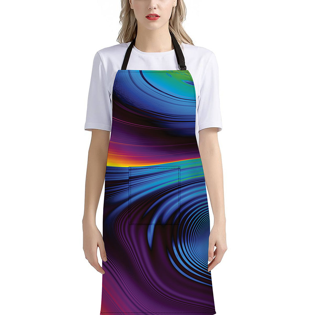 Colorful Psychedelic Print Bib Apron With Pocket
