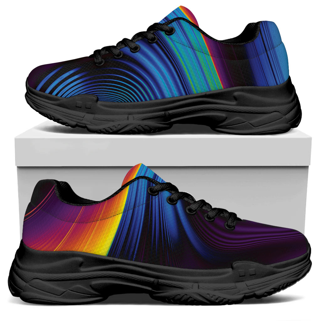 Colorful Psychedelic Print Black Chunky Shoes