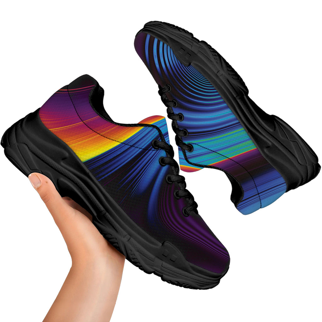 Colorful Psychedelic Print Black Chunky Shoes