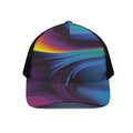 Colorful Psychedelic Print Black Mesh Trucker Hat
