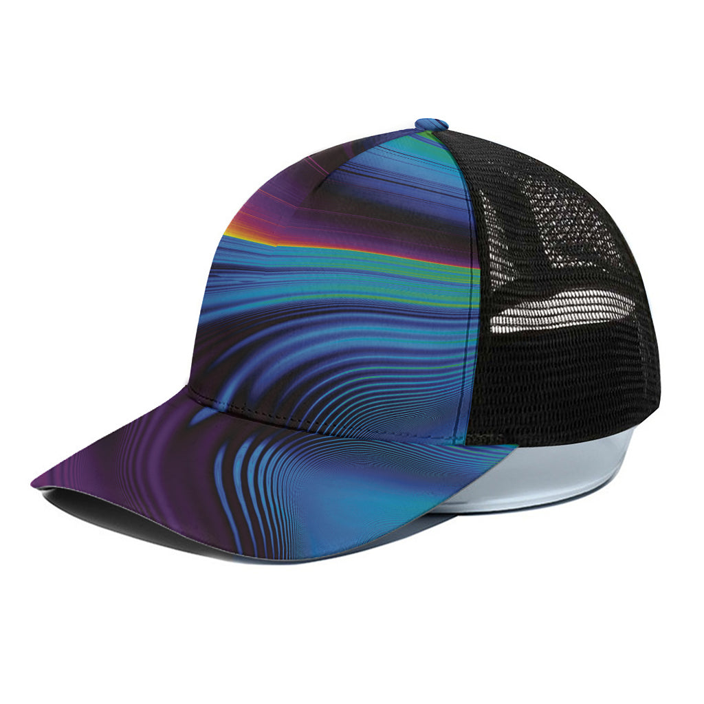 Colorful Psychedelic Print Black Mesh Trucker Cap