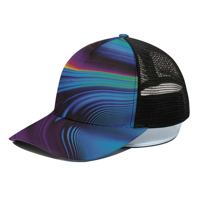 Colorful Psychedelic Print Black Mesh Trucker Cap
