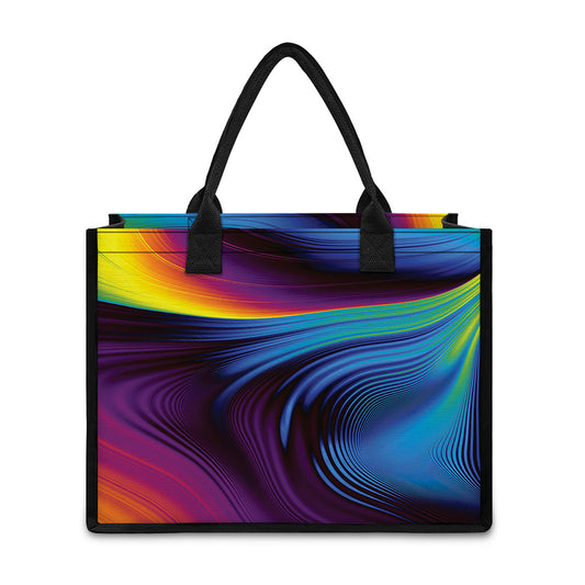 Colorful Psychedelic Print Canvas Tote Bag