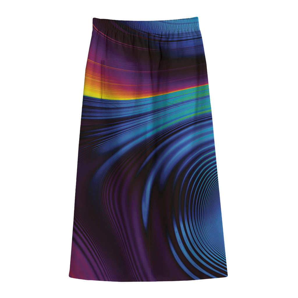 Colorful Psychedelic Print Cotton Front Slit Maxi Skirt