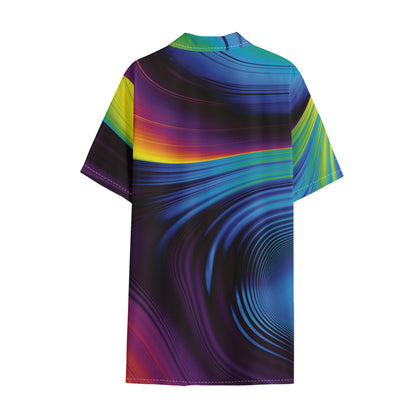 Colorful Psychedelic Print Cotton Hawaiian Shirt